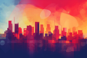 Abstract City Skyline at Sunset