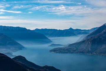 Fototapeta na wymiar Landscape of Lake Como from Camaggiore Alp in Valsassina
