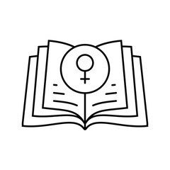 feminist literature feminism woman line icon vector. feminist literature feminism woman sign. isolated contour symbol black illustration