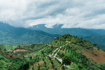 Fototapeta na wymiar Mountain in somewhere between to north of vietnams
