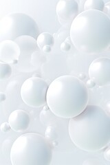 Whimsical minimalistic white bubbles or spheres background 