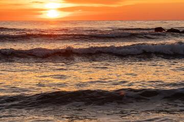 Ocean waves at Sunrise at Avon by the Sea New Jersey on the New Jersey Shore