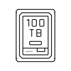 100 terabyte hard drive future technology line icon vector. 100 terabyte hard drive future technology sign. isolated contour symbol black illustration