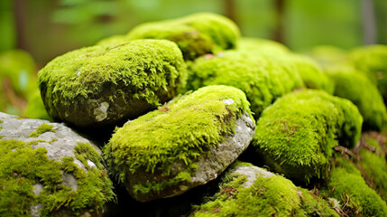 green moss on a stone - obrazy, fototapety, plakaty