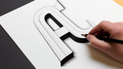 Vector letter of A colorless black and white contour line easy drawing - obrazy, fototapety, plakaty