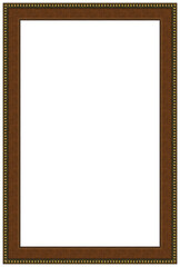 Rectangle empty wooden and gold gilded ornamental frame, isolated white background