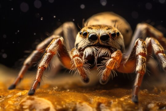 Macro photograph showcasing the unsettling details of a spider, a visual embodiment of the fear of spiders concept