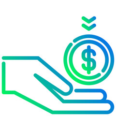 payment received. vector single icon with a dashed line gradient style. suitable for any purpose. for example: website design, mobile app design, logo, etc.