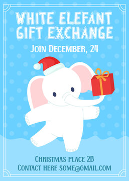 White elephant gift exchange Christmas game party template