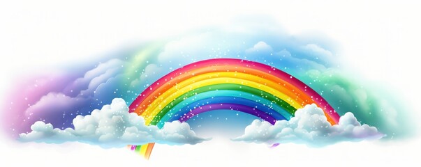 Colorful realistic rainbow on transparent background 