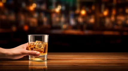 Foto op Plexiglas bartender offers cocktails at the bar, bar counter alcoholic drink nightlife relax © kichigin19