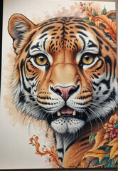 Jaguar, wild animal, realistic painting on canvas