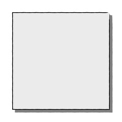 Sloppy hand drawn rectangle isolated on transparent background. Thin outline. Filled with white color. Black shadow.