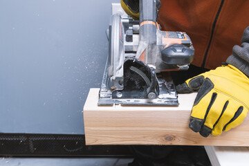 close up of wood cutting machine