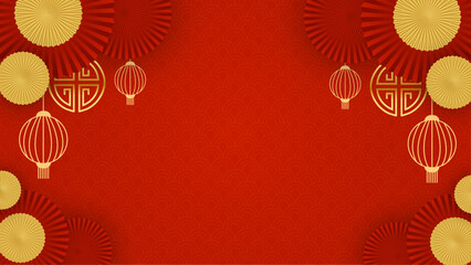 Red and gold chinese style decorative background design luxury vector illustration. Happy Chinese new year background. 2024. Year of the Dragon.