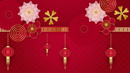 Fototapeta na wymiar Red pink and gold vector gradient chinese new year background. Happy Chinese new year background for poster, banner, flyer, greeting card, and sale