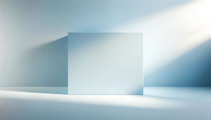 Minimal abstract simple light blue background for product presentation. Shadow and light from windows on plaster wall
