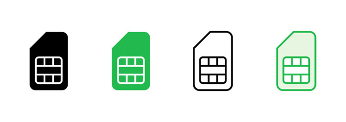 Sim card icon set. dual sim card icon vector