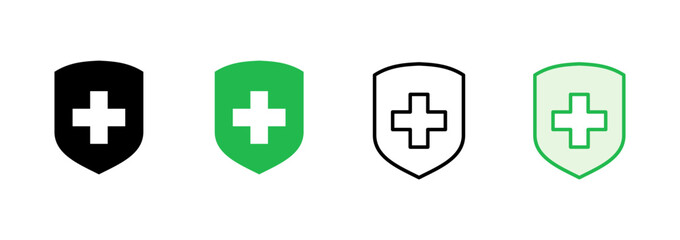 Health insurance icon set. Insurance health document icon