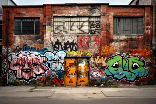 A urban style with graffiti tags on building wall © GalleryGlider