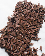 Pieces of chopped dark chocolate for baking, Dark chocolate chunks