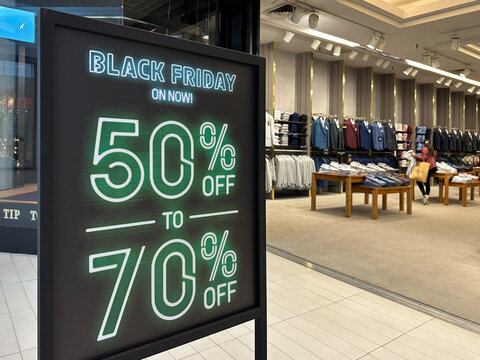 Large Black Friday sale sign panel at teh Devonshire mall, Windsor, Ontario, Canada