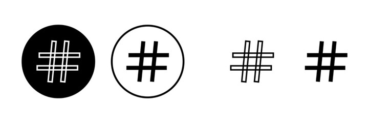 Hashtag icons set. black hashtag icon