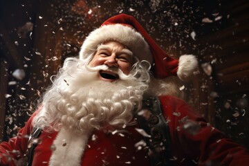 Santa Claus creating christmas happiness 