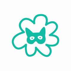 Cute cat face flower icon vector design for use as a t-shirt and sticker design