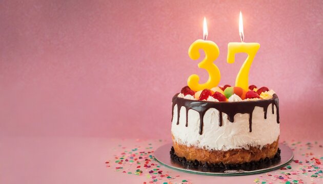 37 Number Birthday cake. Thirty-seven number birthday cake.	
