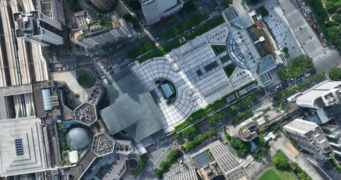 Aerial footage of landscape in Guangzhou city, China 