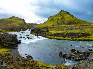 Fototapeta premium Beautiful landscape during the 4 day Laugavegur trail in Alfavatn, Iceland