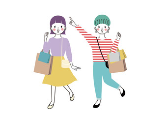 楽しそうに買い物をしている二人の女性