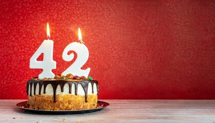 Number 42 Birthday cake. Forty two. - obrazy, fototapety, plakaty