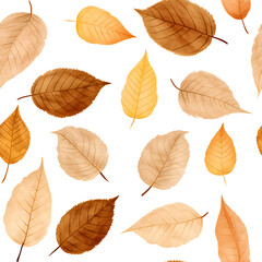 seamless dry leaves texture pattern isolated on transparent background - design element PNG cutout