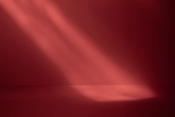 3d red Studio background display with shadow, Transparent soft light, Concept for Cosmetic product presentation, Sale, Online shop in Christmas Season