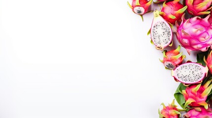 Dragon fruit isolated on white background.Ripe red dragon fruit on white background,