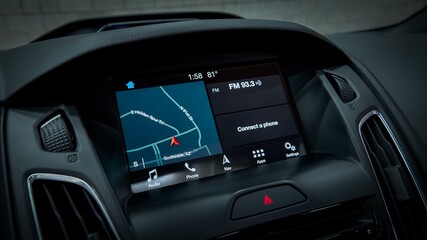 GPS screen on a car dash
