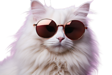 kitten felino eye cute beauty beautiful adorable pretty funny animal cat Close portrait white furry c fashion sunglasses Studio photo Luxurious domestic kitty glasses poses pink background wall