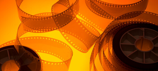 orange background with film strip