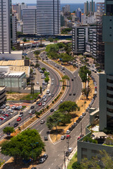 View from the top of buildings on Avenida Magalhaes Neto in the city of Salvador, Bahia.