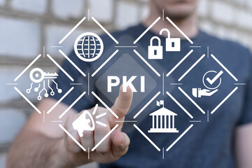 Concept of Public Key Infrastructure ( PKI ) in business network encryption technology....