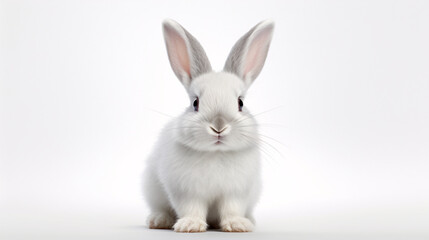 White rabbit isolated on white. Generative ai