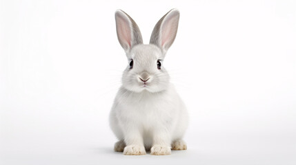 Obraz premium White rabbit isolated on white. Generative ai