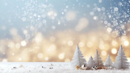Christmas winter background with snow and blurred