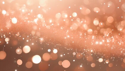 Sparkling backdrop in Peach Fuzz colors, background with selective focus and copy space