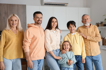 Portrait of big family in kitchen