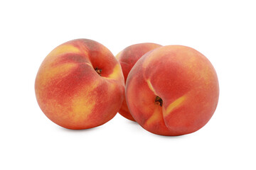 Delicious fresh ripe peaches isolated on white