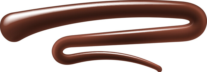 Chocolate sauce or syrup line stain or splash swirl. Chocolate drink or cocktail yogurt, hot cacao 3d vector splay. Melted choco dessert isolated realistic zigzag line or swirl drip - obrazy, fototapety, plakaty