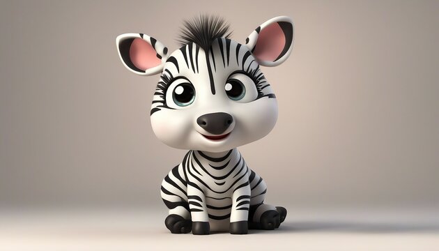 Cute zebra cartoon character - 3D Rendered 